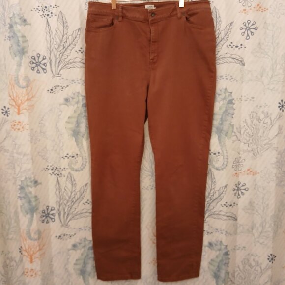 L.L. Bean Denim - L.L. Bean Women’s True Shape Jeans, High-Rise Slim Leg, Currant Color 18 TALL